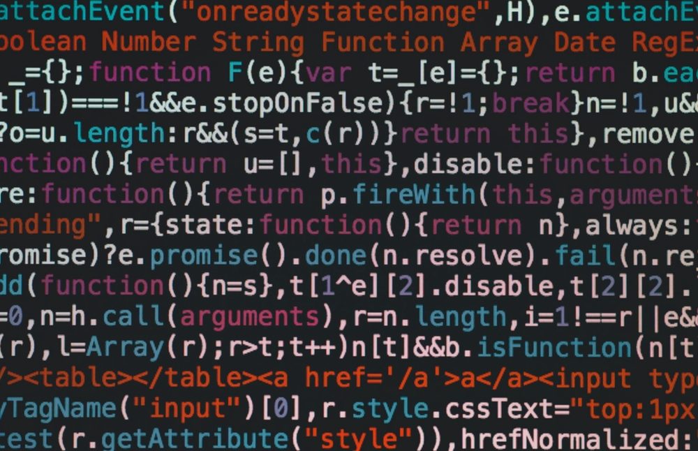 Source code on a computer screen