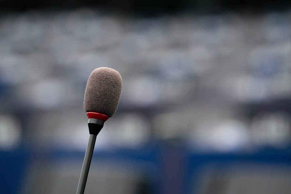 A microphone in a debating chamber